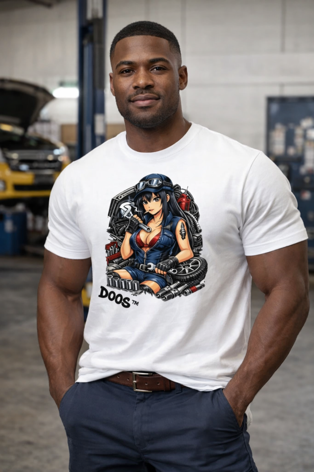 DOOS™ Mechanic Babe – Anime Crew Neck T-Shirt